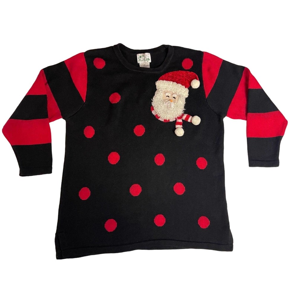 Vintage Quacker Factory Black Red Polka Dot Santa… - image 1